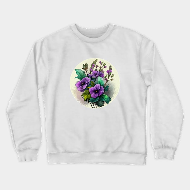 Purple Flowers Crewneck Sweatshirt by Mixtgifts